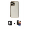 MARSİLYAN™- iPhone 15 Pro Max Kılıf Yankı Serisi - Siyah 3D Antistatik Mat Seramik Nano Ekran Koruyucu + PVD Metal Kamera Lens - SH