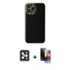 MARSİLYAN™- iPhone 15 Pro Max Kılıf Yankı Serisi - Siyah 3D Antistatik Mat Seramik Nano Ekran Koruyucu + PVD Metal Kamera Lens - SH