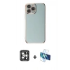 MARSİLYAN™- iPhone 15 Pro Max Kılıf Yankı Serisi - Siyah 3D Antistatik Seramik Nano Ekran Koruyucu + PVD Metal Kamera Lens - GI