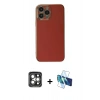 MARSİLYAN™- iPhone 15 Pro Max Kılıf Yankı Serisi - Siyah 3D Antistatik Seramik Nano Ekran Koruyucu + PVD Metal Kamera Lens - GI