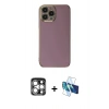 MARSİLYAN™- iPhone 15 Pro Max Kılıf Yankı Serisi - Siyah 3D Antistatik Seramik Nano Ekran Koruyucu + Gümüş PVD Metal Kamera Lens