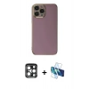 MARSİLYAN™- iPhone 15 Pro Max Kılıf Yankı Serisi - Siyah 3D Antistatik Seramik Nano Ekran Koruyucu + PVD Metal Kamera Lens - LT