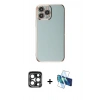 MARSİLYAN™- iPhone 15 Pro Max Kılıf Yankı Serisi - Siyah 3D Antistatik Seramik Nano Ekran Koruyucu + PVD Metal Kamera Lens - LT