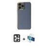MARSİLYAN™- iPhone 15 Pro Max Kılıf Yankı Serisi - Siyah 3D Antistatik Seramik Nano Ekran Koruyucu + PVD Metal Kamera Lens - LT