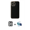 MARSİLYAN™- iPhone 15 Pro Max Kılıf Yankı Serisi - Siyah 3D Antistatik Seramik Nano Ekran Koruyucu + PVD Metal Kamera Lens - LT