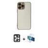 MARSİLYAN™- iPhone 15 Pro Max Kılıf Yankı Serisi - Siyah 3D Antistatik Seramik Nano Ekran Koruyucu + PVD Metal Kamera Lens - LT