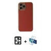 MARSİLYAN™- iPhone 15 Pro Max Kılıf Yankı Serisi - Siyah 3D Antistatik Seramik Nano Ekran Koruyucu + PVD Metal Kamera Lens - LT