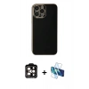 MARSİLYAN™- iPhone 15 Pro Max Kılıf Yankı Serisi - Siyah 3D Antistatik Seramik Nano Ekran Koruyucu + PVD Metal Kamera Lens - TU