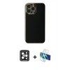 MARSİLYAN™- iPhone 15 Pro Max Kılıf Yankı Serisi - Siyah 3D Antistatik Seramik Nano Ekran Koruyucu + PVD Metal Kamera Lens - SH