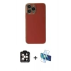 MARSİLYAN™- iPhone 15 Pro Max Kılıf Yankı Serisi - Siyah 3D Antistatik Seramik Nano Ekran Koruyucu + PVD Metal Kamera Lens - TU