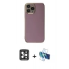 MARSİLYAN™- iPhone 15 Pro Max Kılıf Yankı Serisi - Siyah 3D Antistatik Seramik Nano Ekran Koruyucu + PVD Metal Kamera Lens - SH
