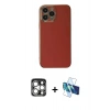 MARSİLYAN™- iPhone 15 Pro Max Kılıf Yankı Serisi - Siyah 3D Antistatik Seramik Nano Ekran Koruyucu + PVD Metal Kamera Lens - GS