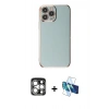 MARSİLYAN™- iPhone 15 Pro Max Kılıf Yankı Serisi - Siyah 3D Antistatik Seramik Nano Ekran Koruyucu + PVD Metal Kamera Lens - GS