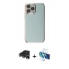 MARSİLYAN™- iPhone 15 Pro Max Kılıf Yankı Serisi - Siyah 3D Antistatik Seramik Nano Ekran Koruyucu + Raze Metal Kamera Lens - GS