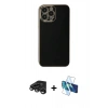 MARSİLYAN™- iPhone 15 Pro Max Kılıf Yankı Serisi - Siyah 3D Antistatik Seramik Nano Ekran Koruyucu + Raze Metal Kamera Lens - TMGI