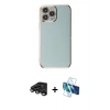 MARSİLYAN™- iPhone 15 Pro Max Kılıf Yankı Serisi - Siyah 3D Antistatik Seramik Nano Ekran Koruyucu + Raze Metal Kamera Lens - TMGI