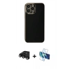 MARSİLYAN™- iPhone 15 Pro Max Kılıf Yankı Serisi - Siyah 3D Antistatik Seramik Nano Ekran Koruyucu + Raze Metal Kamera Lens - SH