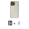 MARSİLYAN™- iPhone 15 Pro Max Kılıf Yankı Serisi - Siyah Bilvis 0.18mm Plus Cam Ekran Koruyucu + PVD Metal Kamera Lens - LT
