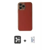 MARSİLYAN™- iPhone 15 Pro Max Kılıf Yankı Serisi - Siyah Bilvis 0.18mm Plus Cam Ekran Koruyucu + PVD Metal Kamera Lens - GI