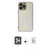 MARSİLYAN™- iPhone 15 Pro Max Kılıf Yankı Serisi - Siyah Bilvis 0.18mm Plus Cam Ekran Koruyucu + PVD Metal Kamera Lens - GI