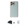 MARSİLYAN™- iPhone 15 Pro Max Kılıf Yankı Serisi - Siyah Bilvis 0.18mm Plus Cam Ekran Koruyucu + Raze Metal Kamera Lens - LT