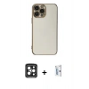 MARSİLYAN™- iPhone 15 Pro Max Kılıf Yankı Serisi - Siyah Bilvis 0.18mm Plus Cam Ekran Koruyucu + PVD Metal Kamera Lens - SH