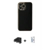 MARSİLYAN™- iPhone 15 Pro Max Kılıf Yankı Serisi - Siyah Bilvis 0.18mm Plus Cam Ekran Koruyucu + Raze Metal Kamera Lens - TMGI