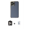 MARSİLYAN™- iPhone 15 Pro Max Kılıf Yankı Serisi - Siyah Bilvis 0.18mm Plus Cam Ekran Koruyucu + PVD Metal Kamera Lens - TU