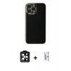 MARSİLYAN™- iPhone 15 Pro Max Kılıf Yankı Serisi - Siyah Bilvis 0.18mm Plus Cam Ekran Koruyucu + PVD Metal Kamera Lens - TU