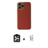 MARSİLYAN™- iPhone 15 Pro Max Kılıf Yankı Serisi - Siyah Bilvis 0.18mm Plus Cam Ekran Koruyucu + PVD Metal Kamera Lens - TU