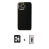 MARSİLYAN™- iPhone 15 Pro Max Kılıf Yankı Serisi - Siyah Bilvis 3D Cam Ekran Koruyucu + PVD Metal Kamera Lens - GI