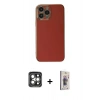 MARSİLYAN™- iPhone 15 Pro Max Kılıf Yankı Serisi - Siyah Bilvis 3D Cam Ekran Koruyucu + PVD Metal Kamera Lens - GI
