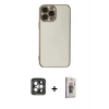 MARSİLYAN™- iPhone 15 Pro Max Kılıf Yankı Serisi - Siyah Bilvis 3D Cam Ekran Koruyucu + PVD Metal Kamera Lens - GI