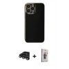 MARSİLYAN™- iPhone 15 Pro Max Kılıf Yankı Serisi - Siyah Bilvis 3D Cam Ekran Koruyucu + Raze Metal Kamera Lens - TMGI