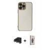 MARSİLYAN™- iPhone 15 Pro Max Kılıf Yankı Serisi - Siyah Bilvis 3D Cam Ekran Koruyucu + Raze Metal Kamera Lens - TMGI