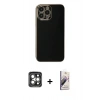 MARSİLYAN™- iPhone 15 Pro Max Kılıf Yankı Serisi - Siyah Bilvis 3D Mat Cam Ekran Koruyucu + PVD Metal Kamera Lens - GI