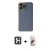 MARSİLYAN™- iPhone 15 Pro Max Kılıf Yankı Serisi - Siyah Bilvis 3D Mat Cam Ekran Koruyucu + PVD Metal Kamera Lens - GI