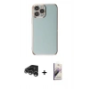 MARSİLYAN™- iPhone 15 Pro Max Kılıf Yankı Serisi - Siyah Bilvis 3D Mat Cam Ekran Koruyucu + Raze Metal Kamera Lens - GS