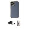MARSİLYAN™- iPhone 15 Pro Max Kılıf Yankı Serisi - Siyah Bilvis 3D Mat Cam Ekran Koruyucu + Raze Metal Kamera Lens - GS