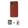 MARSİLYAN™- iPhone 15 Pro Max Kılıf Yankı Serisi - Siyah Bilvis 3D Mat Cam Ekran Koruyucu + Lacivert PVD Metal Kamera Lens