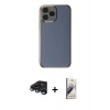MARSİLYAN™- iPhone 15 Pro Max Kılıf Yankı Serisi - Siyah Bilvis 3D Mat Cam Ekran Koruyucu + Lacivert Raze Metal Kamera Lens