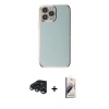 MARSİLYAN™- iPhone 15 Pro Max Kılıf Yankı Serisi - Siyah Bilvis 3D Mat Cam Ekran Koruyucu + Lacivert Raze Metal Kamera Lens