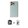 MARSİLYAN™- iPhone 15 Pro Max Kılıf Yankı Serisi - Siyah Bilvis 3D Mat Cam Ekran Koruyucu + PVD Metal Kamera Lens - TU
