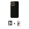 MARSİLYAN™- iPhone 15 Pro Max Kılıf Yankı Serisi - Siyah Bilvis 3D Mat Cam Ekran Koruyucu + PVD Metal Kamera Lens - GS