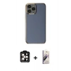 MARSİLYAN™- iPhone 15 Pro Max Kılıf Yankı Serisi - Siyah Bilvis 3D Mat Cam Ekran Koruyucu + PVD Metal Kamera Lens - TU