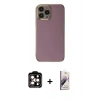 MARSİLYAN™- iPhone 15 Pro Max Kılıf Yankı Serisi - Siyah Bilvis 3D Mat Cam Ekran Koruyucu + PVD Metal Kamera Lens - TU