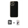 MARSİLYAN™- iPhone 15 Pro Max Kılıf Yankı Serisi - Siyah Bilvis 3D Mat Cam Ekran Koruyucu + PVD Metal Kamera Lens - SH