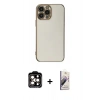 MARSİLYAN™- iPhone 15 Pro Max Kılıf Yankı Serisi - Siyah Bilvis 3D Mat Cam Ekran Koruyucu + PVD Metal Kamera Lens - TU