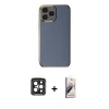 MARSİLYAN™- iPhone 15 Pro Max Kılıf Yankı Serisi - Siyah Bilvis 3D Mat Cam Ekran Koruyucu + PVD Metal Kamera Lens - SH