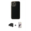 MARSİLYAN™- iPhone 15 Pro Max Kılıf Yankı Serisi - Siyah Bilvis 3D Mat Cam Ekran Koruyucu + Raze Metal Kamera Lens - TMGI